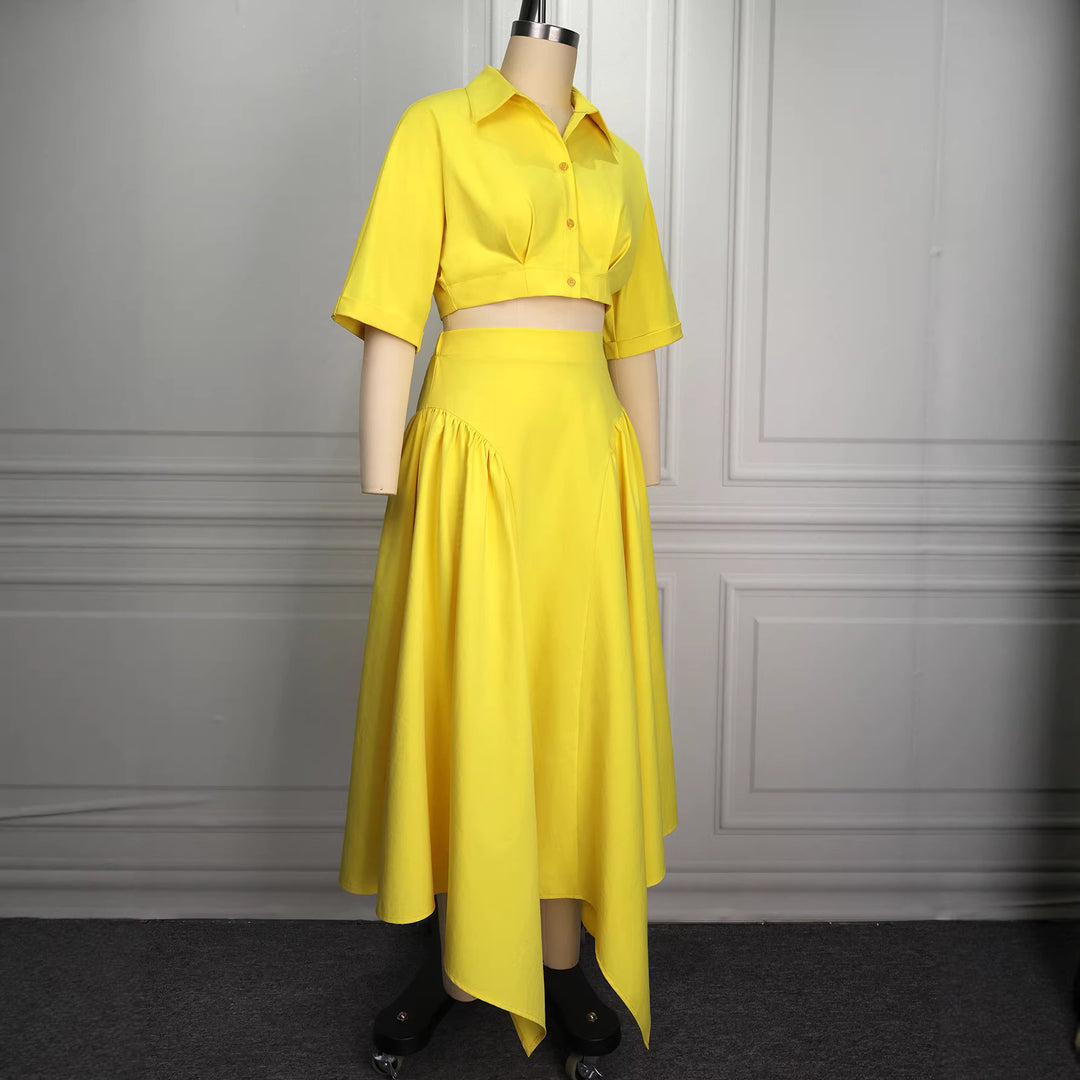Damen Elegante Zweiteilige Outfit mit cropped Bluse und schwingendem Rock Echo Archiv
