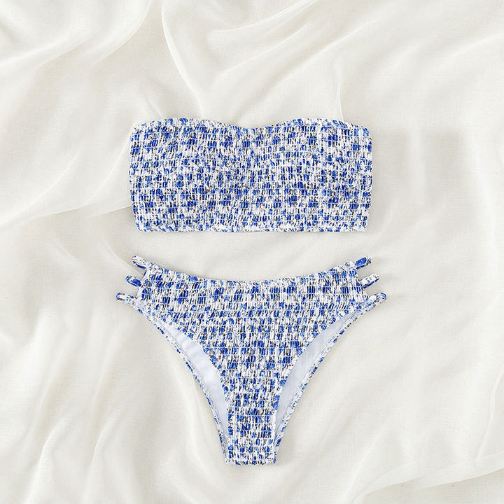 Damen Bandeau-Bikini-Set mit elastischem Rüschendesign und verstellbaren Trägern Echo Archiv