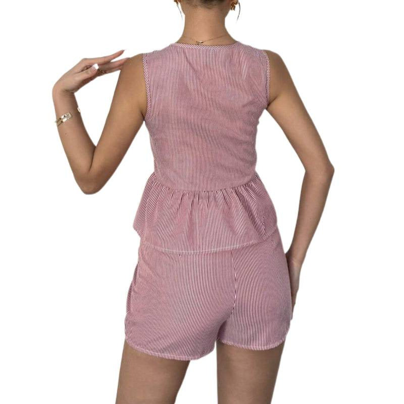Damen Sommerliches Zweiteiliges Set mit Rüschendetails und verziertem Oberteil Echo Archiv