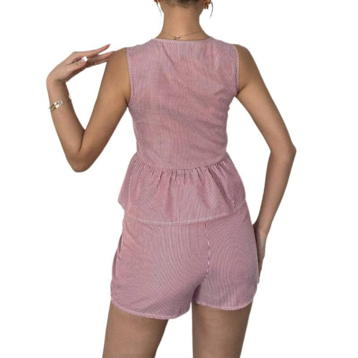Damen Sommerliches Zweiteiliges Set mit Rüschendetails und verziertem Oberteil Echo Archiv