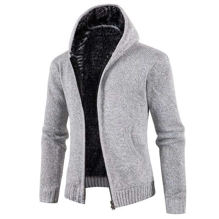 Herren kuschelige Strickjacke mit hohem Kragen und praktischen Taschen Echoarchiv