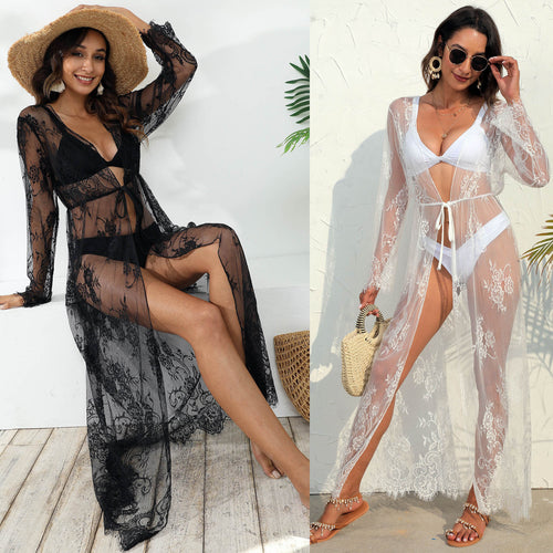 Damen transparentes Häkel-Kleid mit floralem Design Echo Archiv