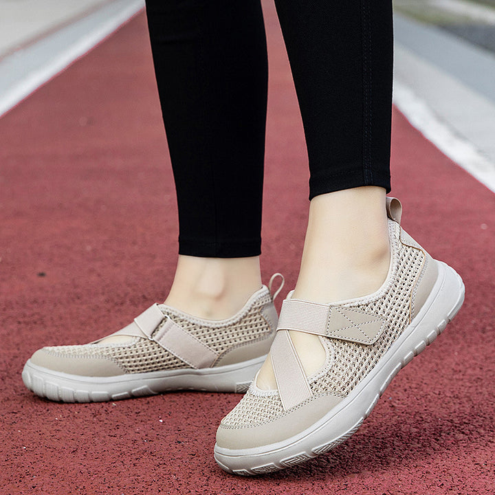 Damen nan atmungsaktive Strick-Riemchensneaker mit Klettverschluss gepolsterter Komfortsohle und flexibler Profillaufsohle Echo Archiv