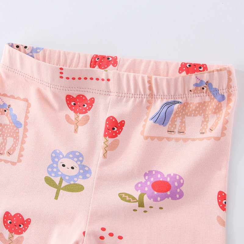 Mädchen Leggings mit buntem Einhorn- und Blumenmuster Echo Archiv