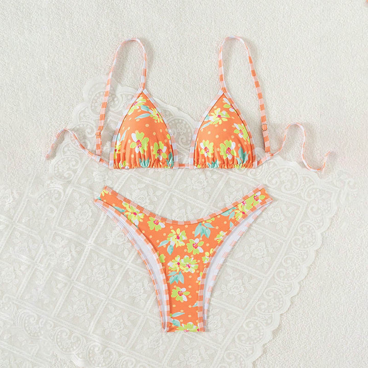 Damen Triangel-Bikini mit floralen Mustern und verstellbaren Trägern Echo Archiv