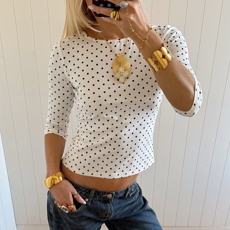 Damen Polka-Dot Langarmshirt mit bequemem Schnitt und modischem Design Echo Archiv