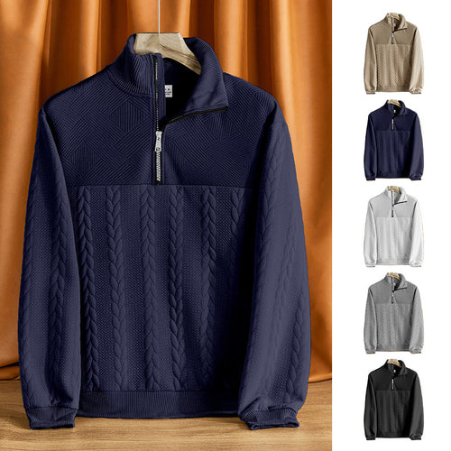Herren Strickpullover mit hohem Kragen und strukturiertem Design Echoarchiv