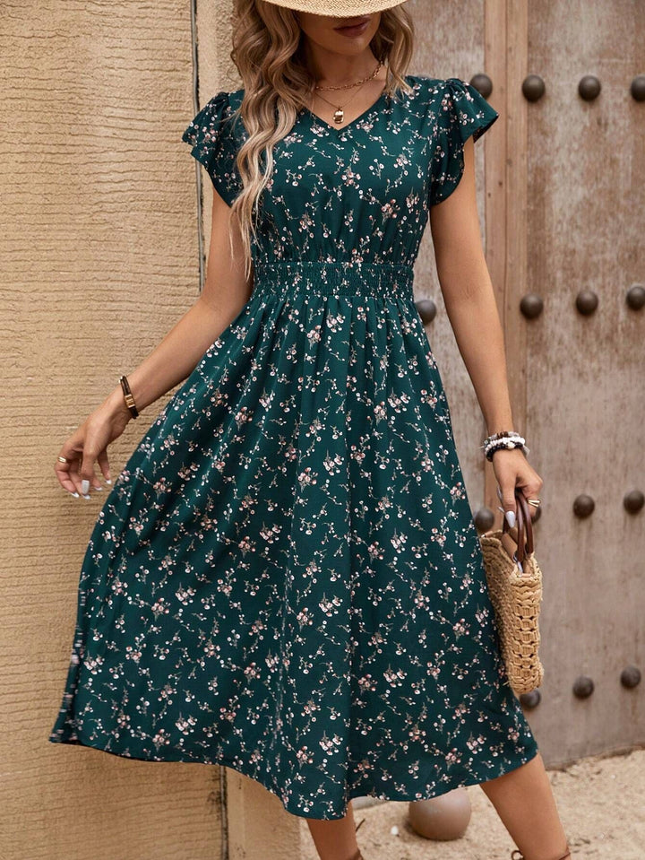 Damen Midikleid mit floralem Muster und Raffungen Echo Archiv