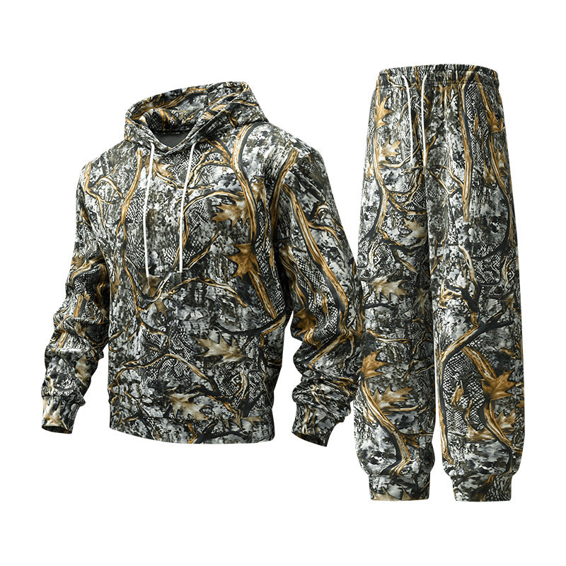Herren Camouflage-Lounge-Set aus weichem Baumwollmix mit Kapuzenpullover & konischer Jogginghose Echoarchiv