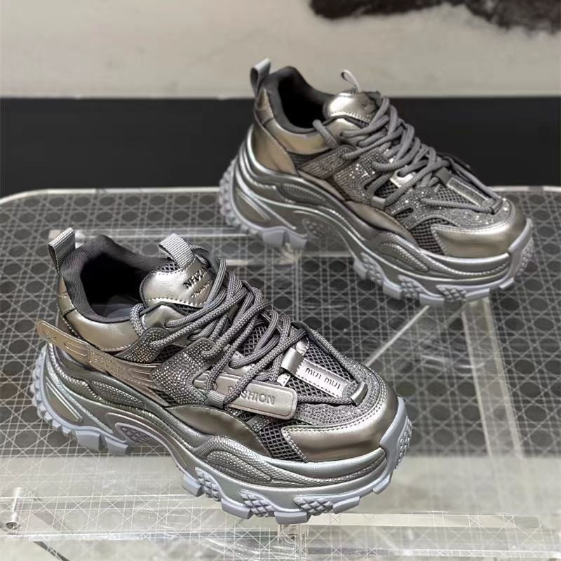Damen Sportliche Chunky Sneakers mit Glitzer-Elementen und verstärktem Profil Echo Archiv