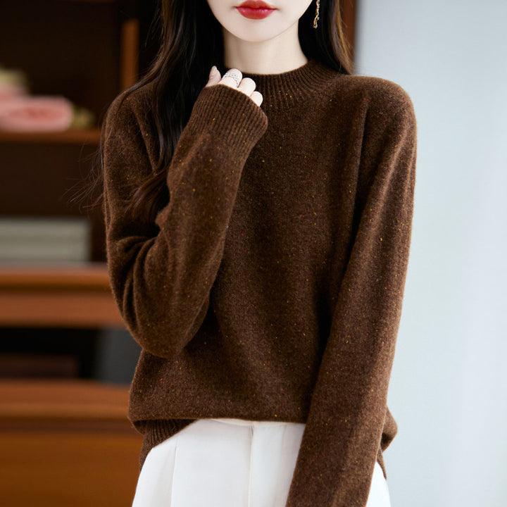 Damen Mélange-Feinstrickpullover mit kurzem Stehkragen und lockerer Silhouette Echoarchiv