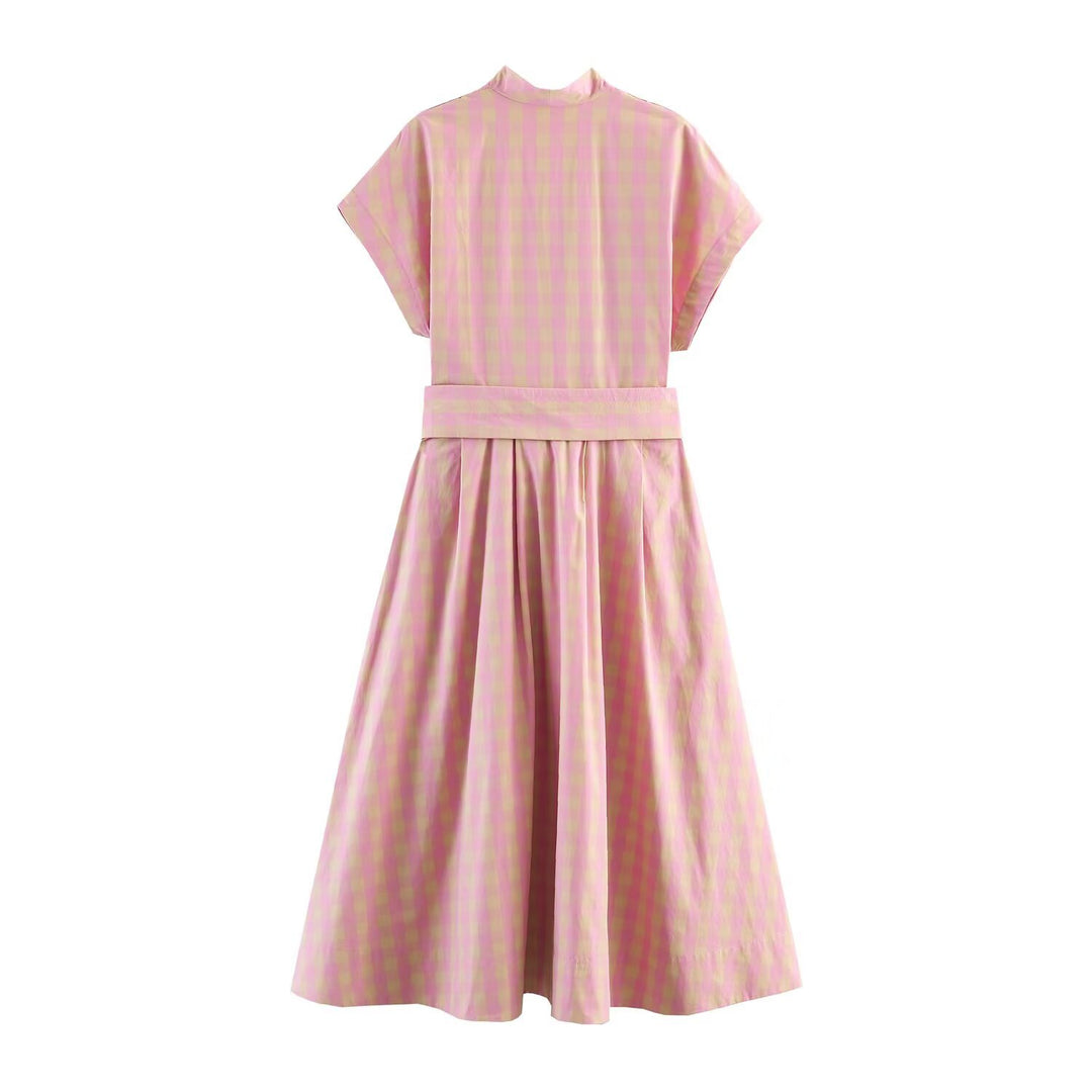 Damen Midikleid mit V-Ausschnitt, Bindegürtel und weitem Tellerrock Echo Archiv