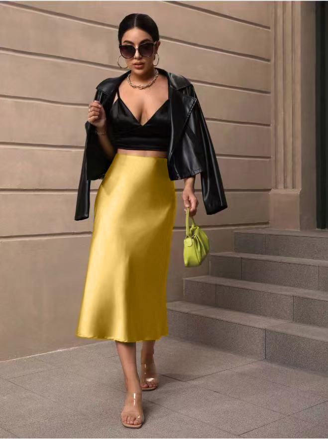 Damen Satin Rock mit schwingendem Saum und elegantem Schnitt Echoarchiv