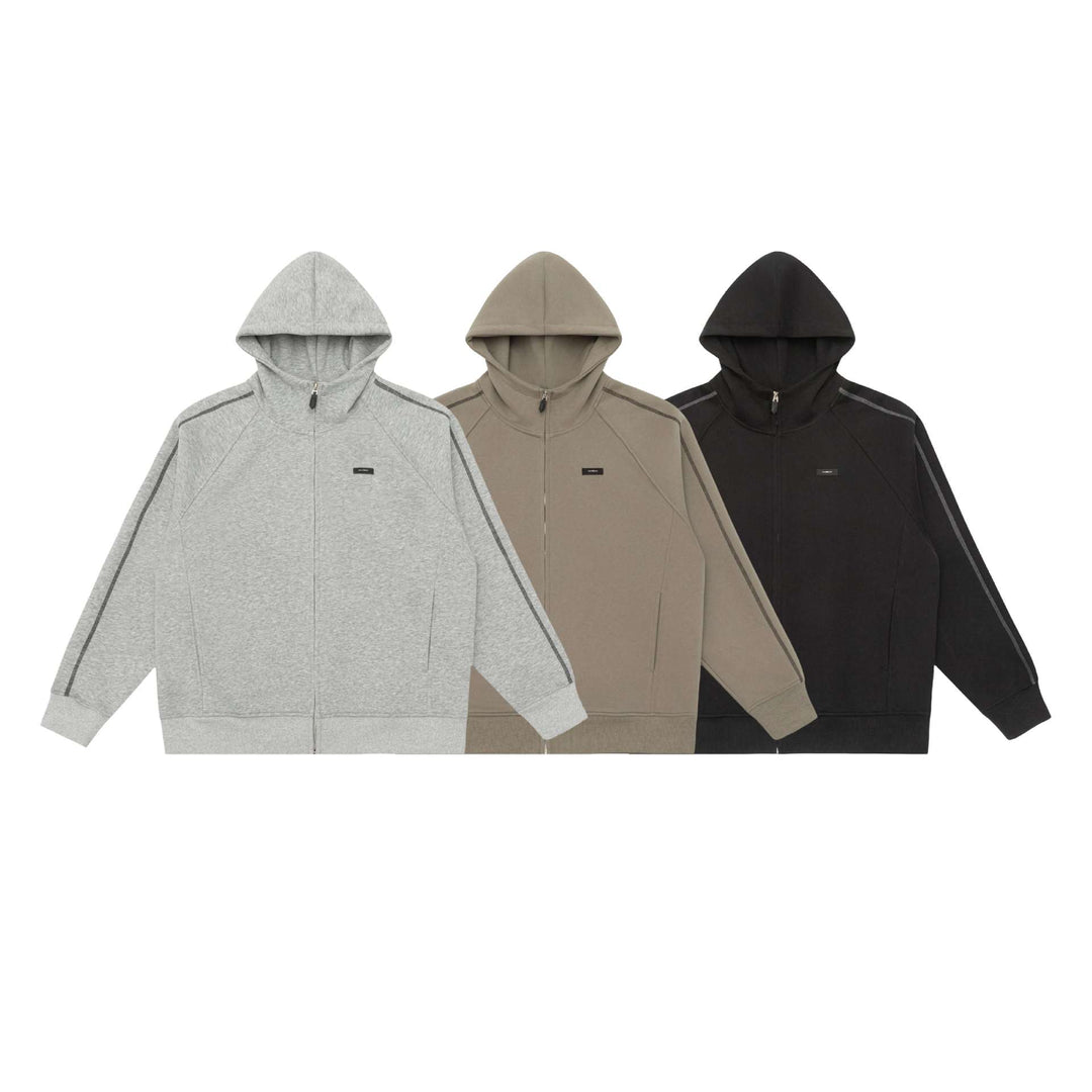 Unisex Oversize Reißverschluss-Kapuzenjacke mit Raglannähten und Rippenbündchen Echoarchiv