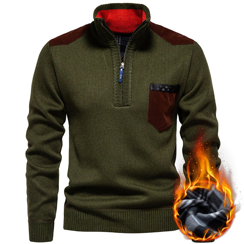 Herren hochwertiger Pullover mit Stehkragen und Reißverschluss Echoarchiv