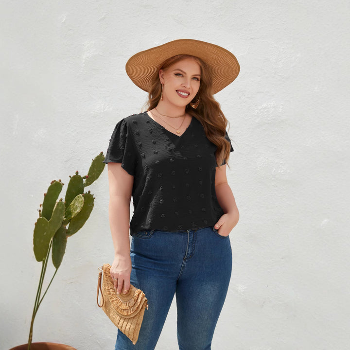 Damen Leichtes V-Ausschnitt T-Shirt mit strukturiertem Design Echo Archiv