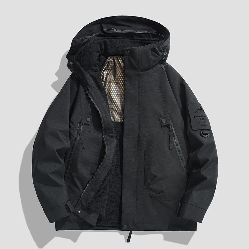Herren Wasserdichte Utility-Softshelljacke mit Kapuze, schräge Reißverschlusstaschen & verstellbaren Ärmelriegeln Echo Archiv