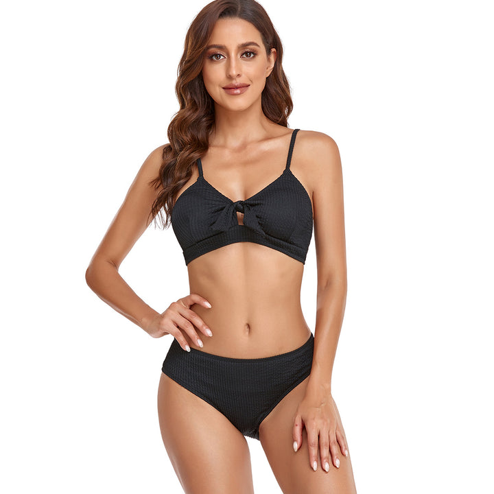 Damen Bikini-Set mit verspieltem Knoten und hoch geschnittenem Unterteil Echo Archiv