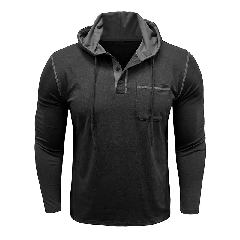 Herren lässiges Langarmshirt mit Kapuzenkragen und modischen Akzenten Echoarchiv