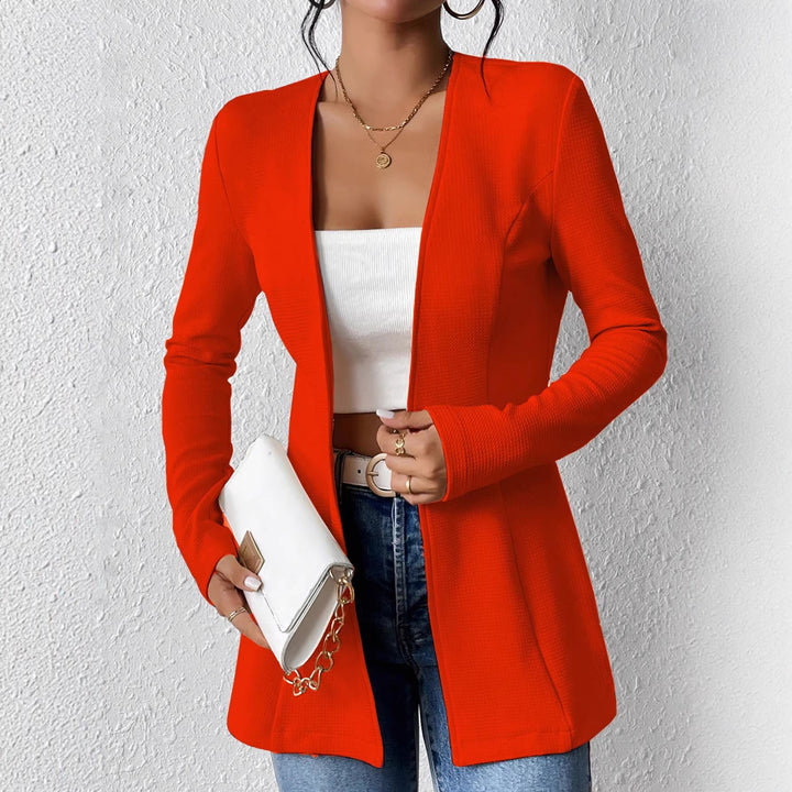 Damen Taillierter kragenloser Longblazer mit Ein-Knopf-Verschluss Echo Archiv