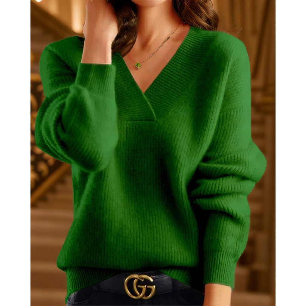 Damen nan kuscheliger V-Ausschnitt Pullover aus feinem Strick Echo Archiv