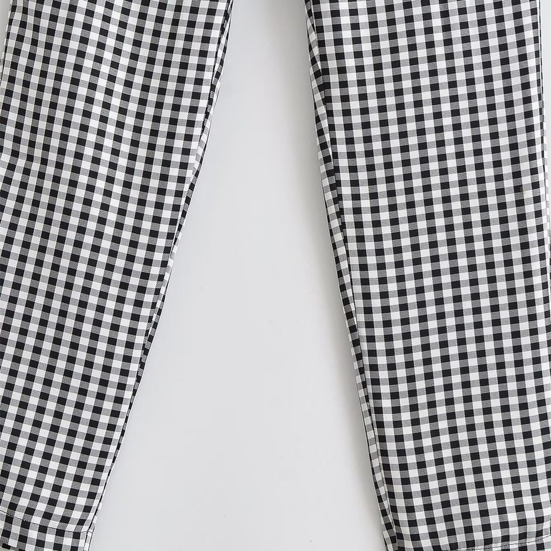 Damen karierten Hose mit lockerem Schnitt Echo Archiv