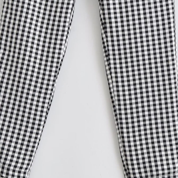 Damen karierten Hose mit lockerem Schnitt Echo Archiv