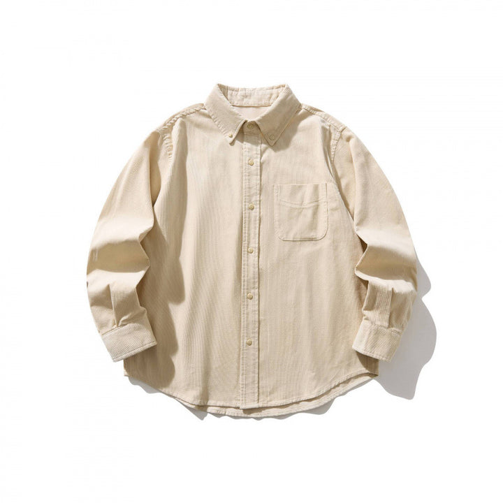Unisex Kastenförmiges Cord-Hemd im Overshirt-Stil mit Button-Down-Kragen und aufgesetzter Brusttasche Echo Archiv