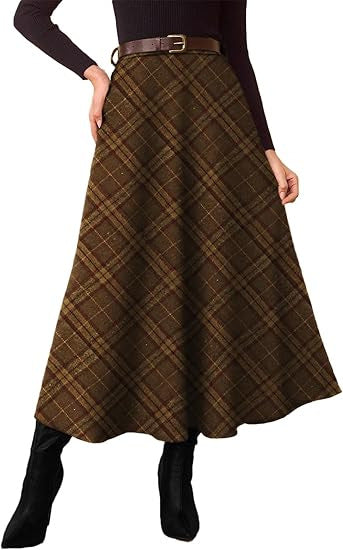 Damen Eleganter Maxi-Rock mit Karomuster Echo Archiv