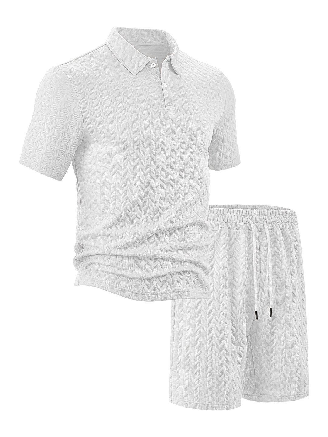 Herren sportliches Kurzarm-Polo und Shorts Set mit strukturiertem Design Echoarchiv