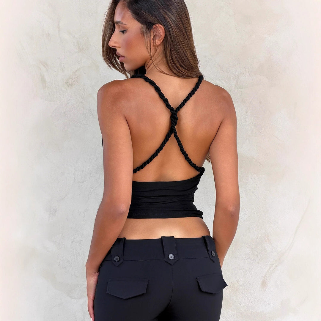 Damen Top mit kreativem Wickeldesign und raffinierter Raffung Echo Archiv