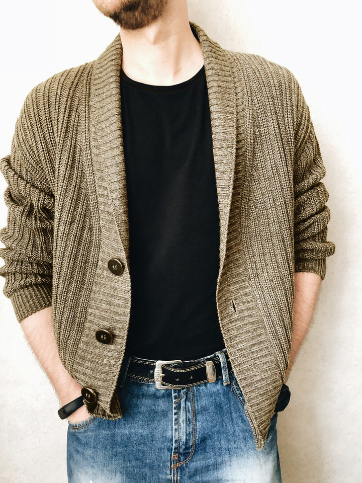 Herren Strickcardigan mit Schalkragen und Knopfleiste Echo Archiv