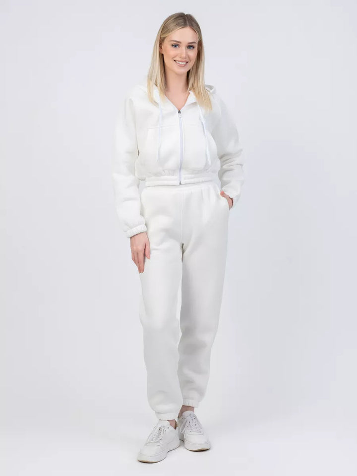Damen Gekürztes Zip‑Hoodie mit elastischer High‑Waist Jogginghose – Auréline