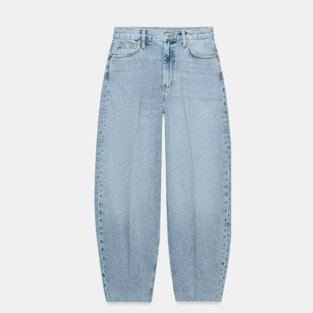 Damen Hochtaillierte Baggy-Jeans mit weitem Bein und klassischer Taschenlösung Echo Archiv