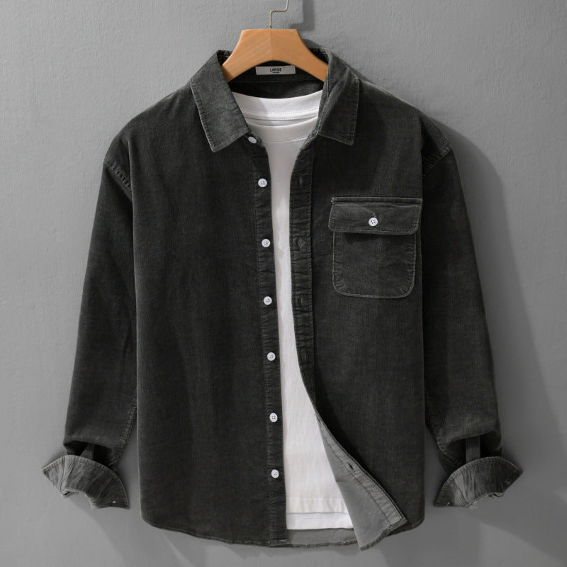 Herren Cordshirt im Overshirt‑Stil mit Brustpatte und entspannter Passform Echoarchiv