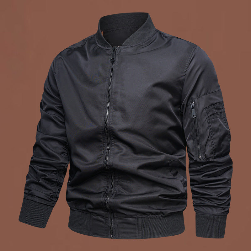 Herren nan leichter Nylon-Bomber mit Ärmeltasche, Reißverschluss und gerippten Bündchen Echo Archiv