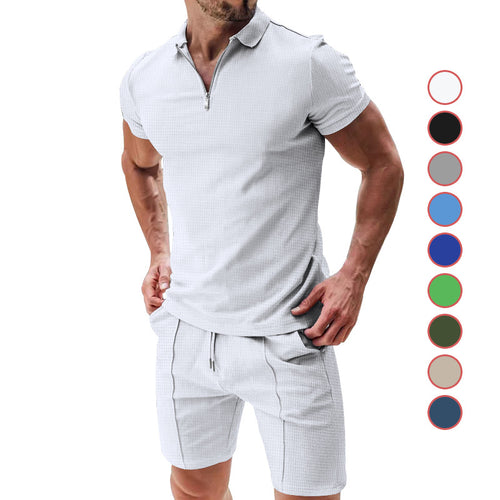Herren sportliches Kurzarm-Set mit Reißverschluss und atmungsaktiver Struktur Echoarchiv