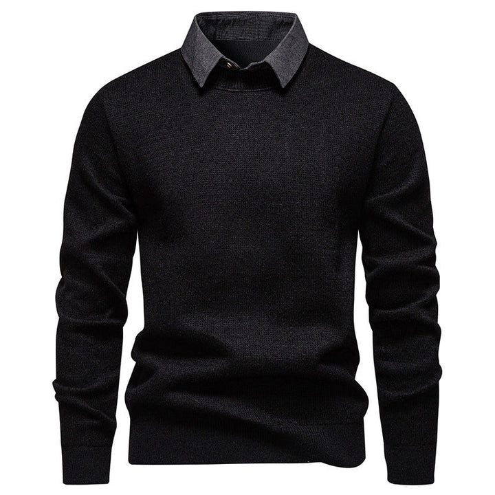 Echoarchiv | Herren Strickpullover mit Kontrastkragen