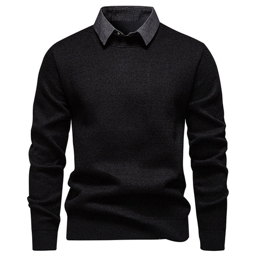 Echoarchiv | Herren Strickpullover mit Kontrastkragen