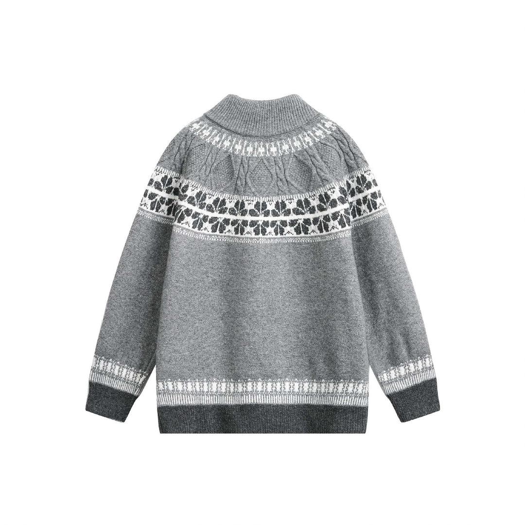 Damen Strick-Zipjacke im Norweger‑Muster mit hohem Stehkragen Echoarchiv