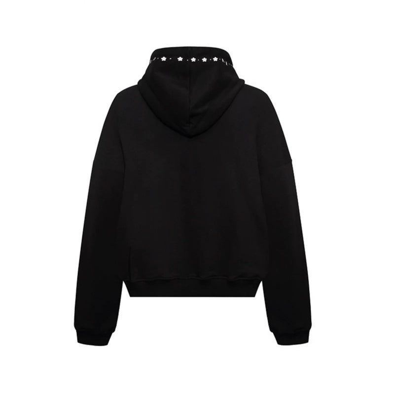 Damen Kapuzen-Zipjacke mit Nietenbesatz und Oversize-Schnitt Echoarchiv