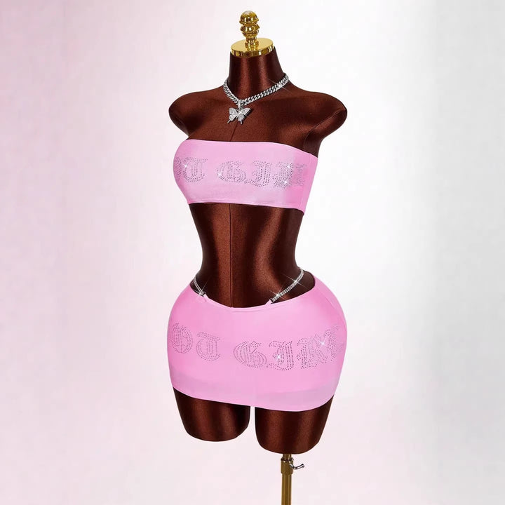Damen Bandeau Top mit funkelndem Schriftzug Echo Archiv