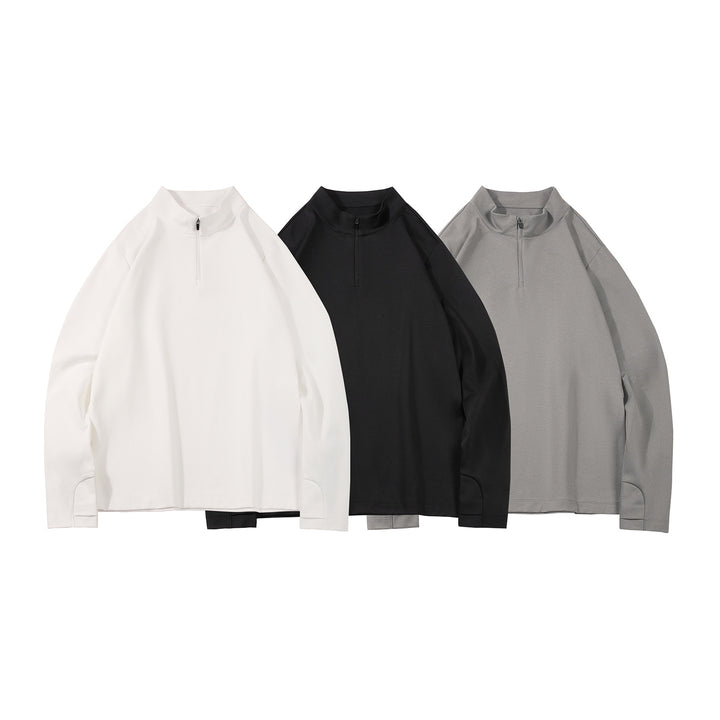 Herren Langärmeliges Halbzip-Sweatshirt mit Stehkragen und weitem Schnitt aus technischem Jersey Echo Archiv