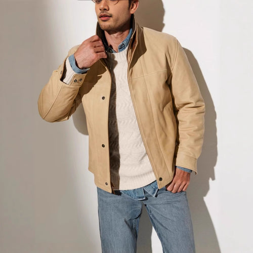 Herren Lederjacke mit zeitlosem Schnitt und praktischem Stehkragen Echoarchiv