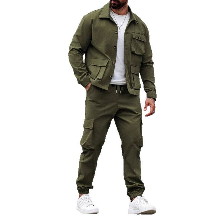 Herren lässiges Utility-Jacken und Cargo-Hosen Set Echoarchiv