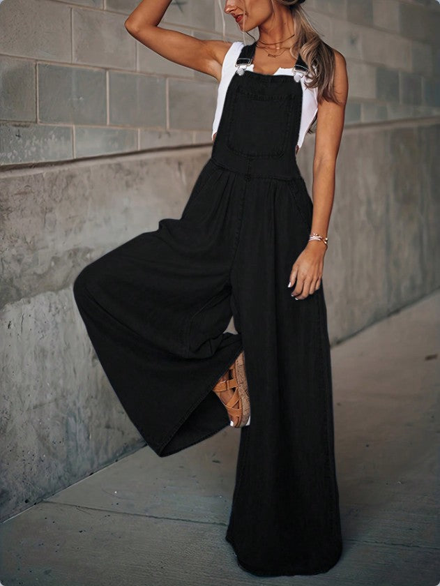 Damen weite Denim-Latzhose im Palazzo-Stil Echo Archiv