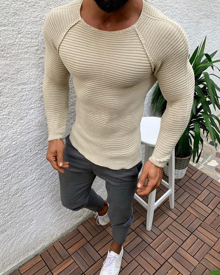 Herren nan figurbetonter Strickpullover mit Raglanärmeln und elastischer Struktur Echo Archiv