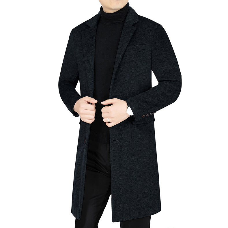 Herren Langer Wollmix-Mantel mit durchgehendem Kunstfell-Futter und schlanker Silhouette – Montevé