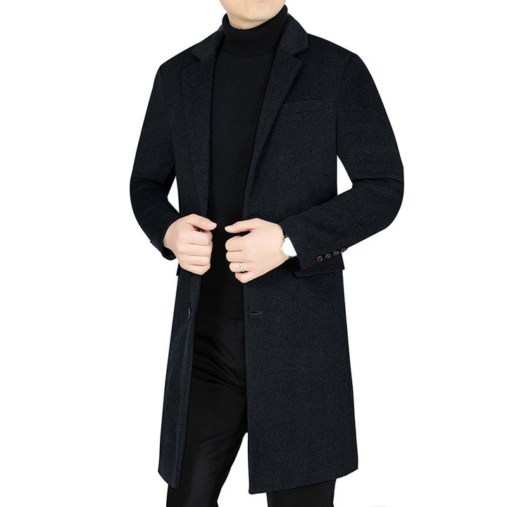 Herren Langer Wollmix-Mantel mit durchgehendem Kunstfell-Futter und schlanker Silhouette – Montevé