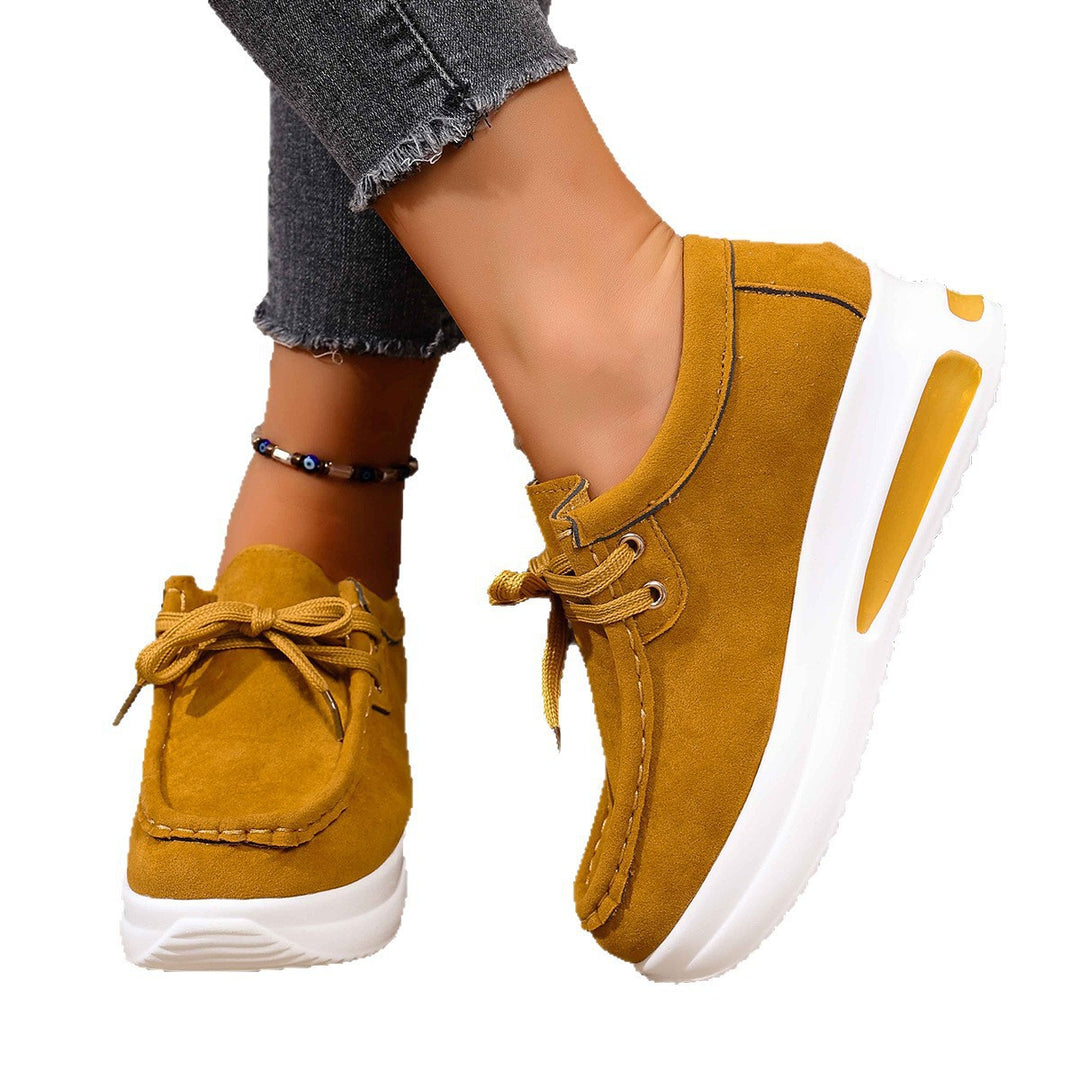 Damen Velours‑Mokassin‑Plateau‑Sneaker mit verstecktem Keil und gepolstertem Komfortfußbett Echo Archiv